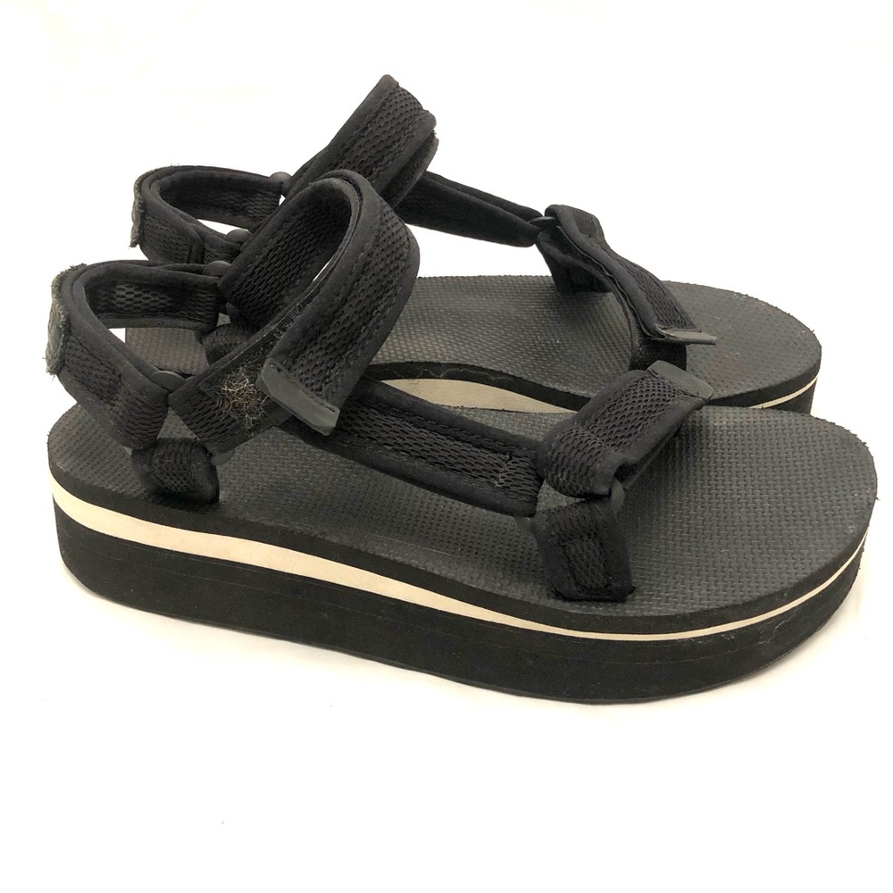Platform Black And White Teva Velcro Sandals